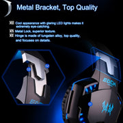 EACH G2000 Over-ear Stereo Bass Gaming Headset with Mic & LED Light for Computer, Cable Length: 2.2m(Orange)