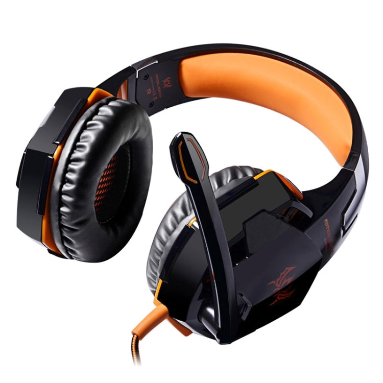 EACH G2000 Over-ear Stereo Bass Gaming Headset with Mic & LED Light for Computer, Cable Length: 2.2m(Orange)