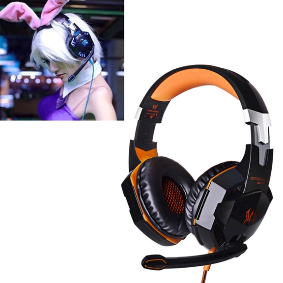 EACH G2000 Over-ear Stereo Bass Gaming Headset with Mic & LED Light for Computer, Cable Length: 2.2m(Orange)
