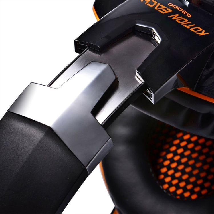 EACH G2000 Over-ear Stereo Bass Gaming Headset with Mic & LED Light for Computer, Cable Length: 2.2m(Orange)