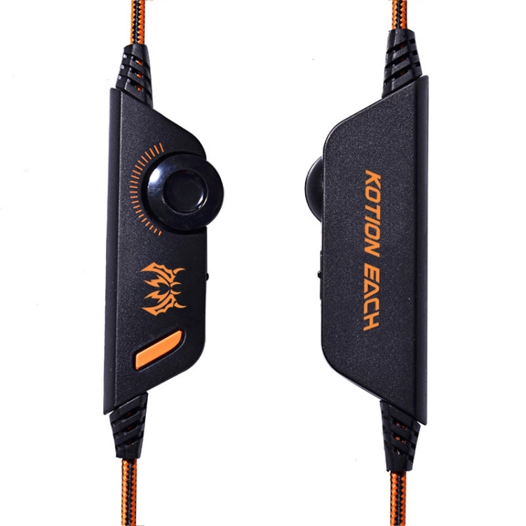 EACH G2000 Over-ear Stereo Bass Gaming Headset with Mic & LED Light for Computer, Cable Length: 2.2m(Orange)