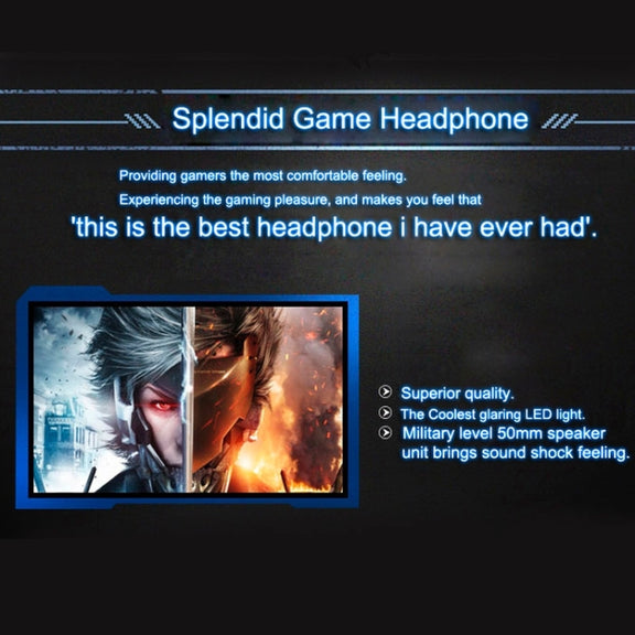 EACH G2000 Over-ear Stereo Bass Gaming Headset with Mic & LED Light for Computer, Cable Length: 2.2m(Blue)