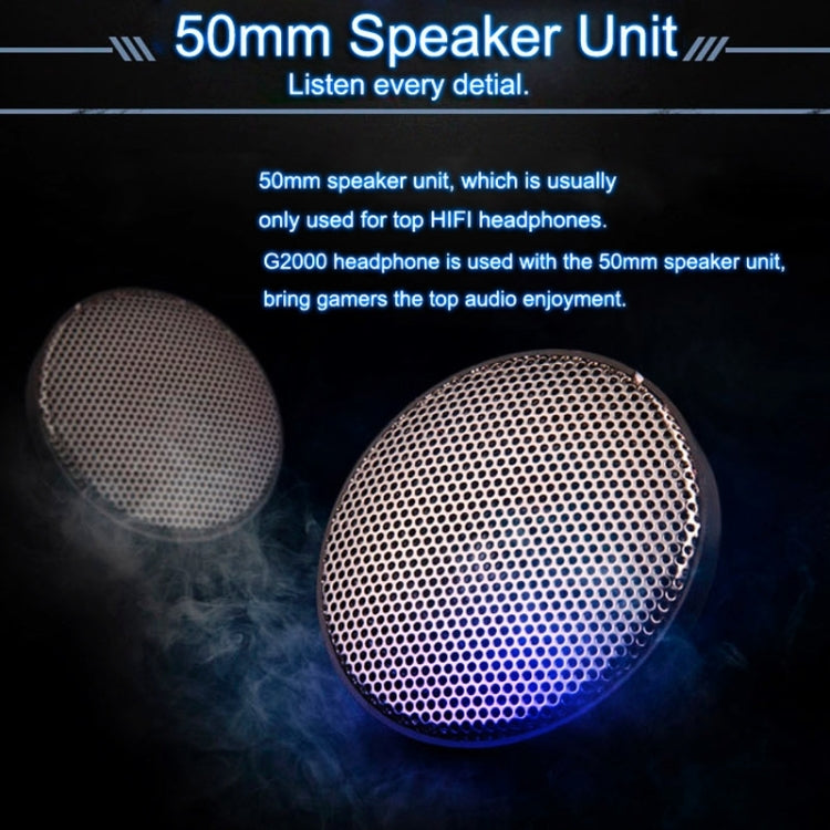 EACH G2000 Over-ear Stereo Bass Gaming Headset with Mic & LED Light for Computer, Cable Length: 2.2m(Blue)