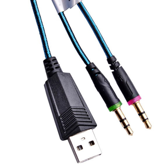 EACH G2000 Over-ear Stereo Bass Gaming Headset with Mic & LED Light for Computer, Cable Length: 2.2m(Blue)