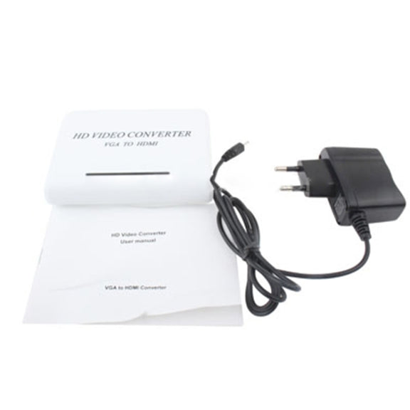 1080P Audio VGA to HDMI HD HDTV Video Converter(White)