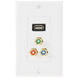 USB 2.0 Female Plug + 3 RCA Female Plugs Wall Plate Panel -  by PMC TechLife | Online Shopping South Africa | PMC TechLife | Buy Now Pay Later Mobicred