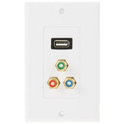 USB 2.0 Female Plug + 3 RCA Female Plugs Wall Plate Panel