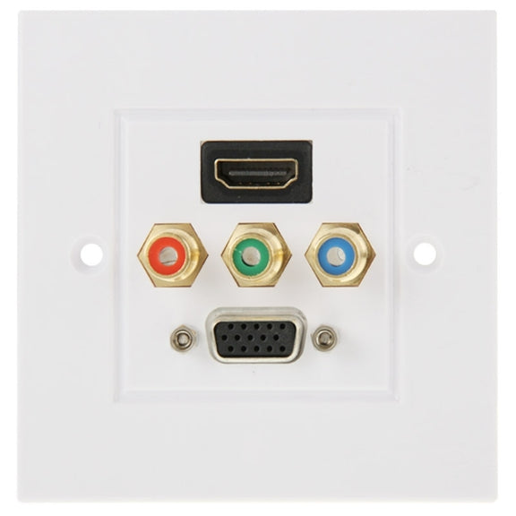 HDMI Female Plug + 3 RCA Female Plugs + VGA Female Plug Wall Plate Panel