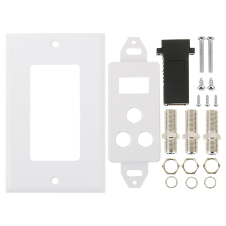 USB 2.0 Female Plug + 3 F Female Plugs Wall Plate Panel