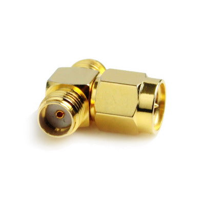 SMA Male to 2 SMA Female Adapter (T Type), Gold Plated(Yellow)