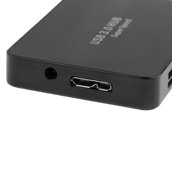 CR-H302 Mirror Surface 4 Ports USB 3.0 Super Speed 5Gbps HUB + 60cm USB 3.0 Transmission Cable(Black)