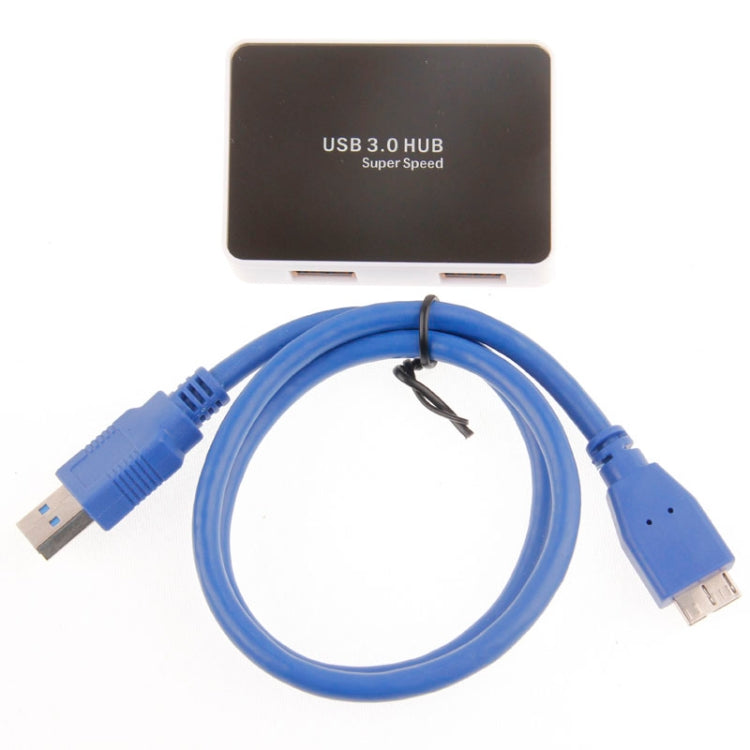 CR-H302 Mirror Surface 4 Ports USB 3.0 Super Speed 5Gbps HUB + 60cm USB 3.0 Transmission Cable(White)