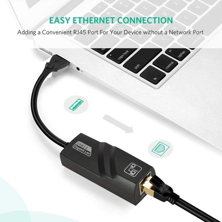 USB 3.0 10 / 100 / 1000Mbps Ethernet Adapter for Laptops, Plug and play(Black)