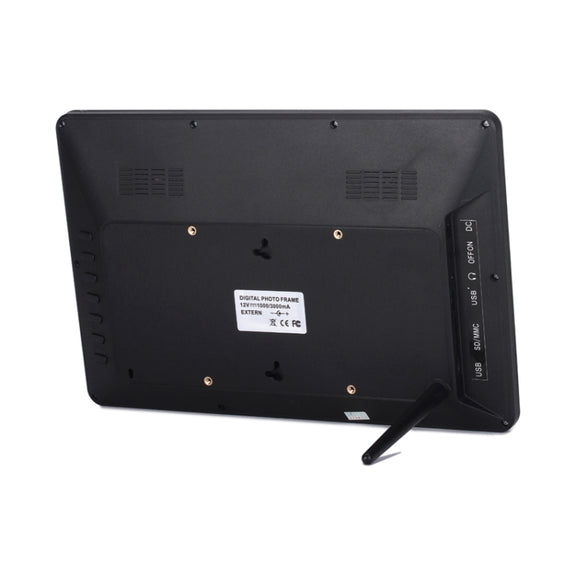 12.0 Inch LED Display Multi-media Digital Photo Frame with Holder / Music & Movie Player / Remote Control Function, Support USB / SD, Built in Stereo Speaker(Black)
