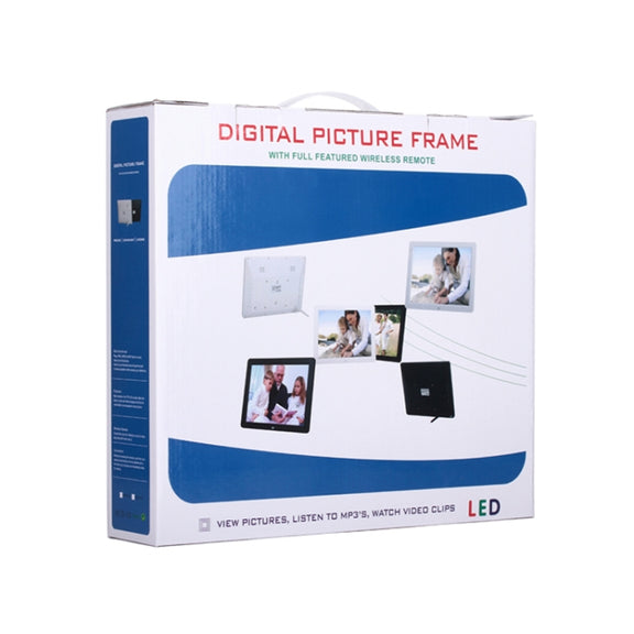 12.0 Inch LED Display Multi-media Digital Photo Frame with Holder / Music & Movie Player / Remote Control Function, Support USB / SD, Built in Stereo Speaker(White)