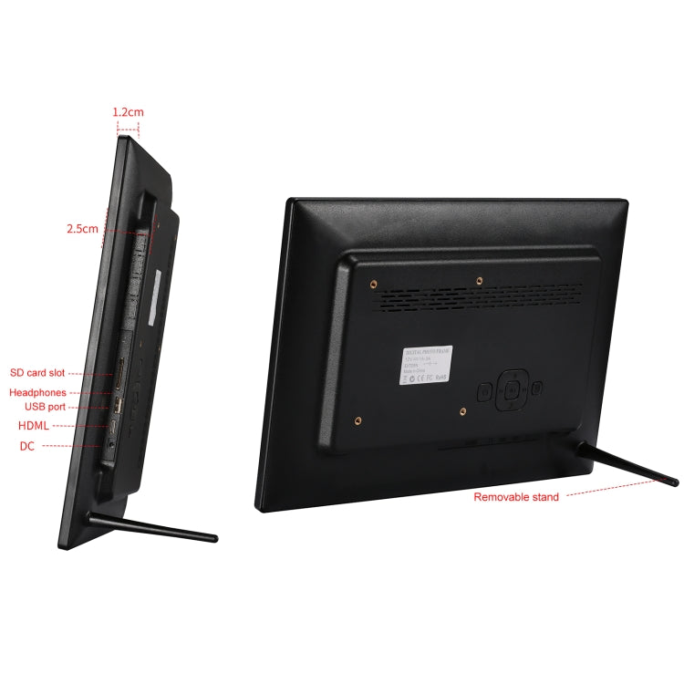 12.1 inch Digital Photo Frame with Holder & Remote Control, Allwinner F16 Program, Support SD /  MMC / USB Flash Disk(Black)