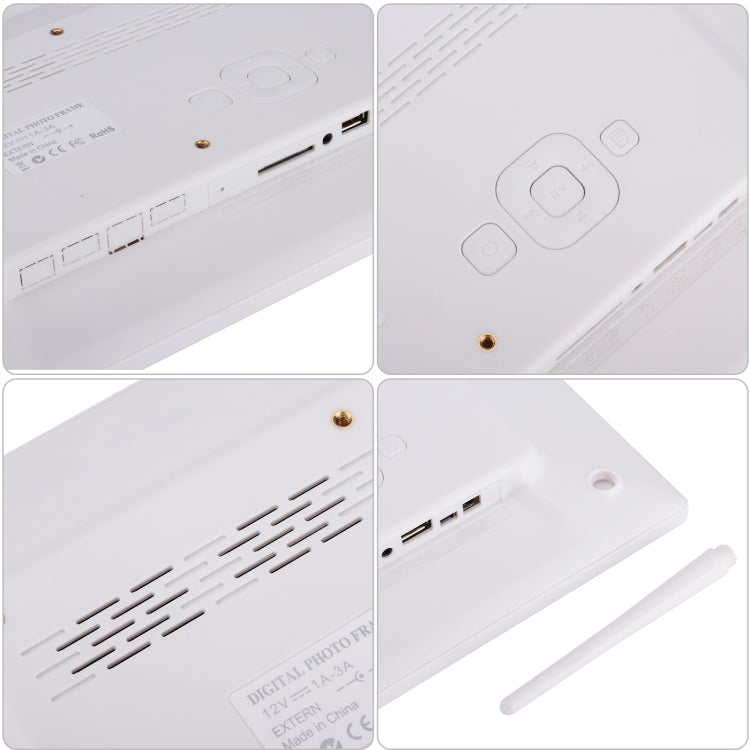 12.1 inch Digital Photo Frame with Holder & Remote Control, Allwinner F16 Program, Support SD /  MMC / USB Flash Disk(White)
