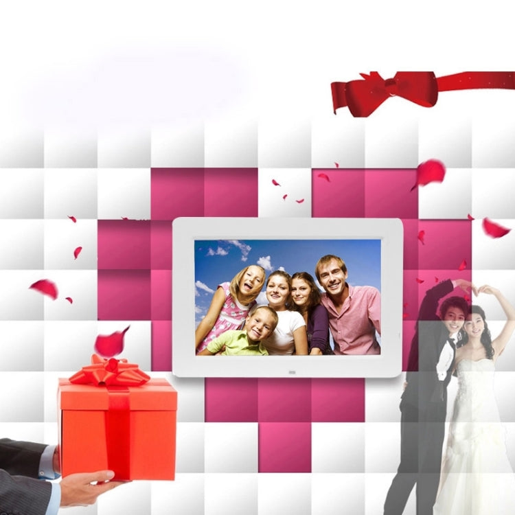 13 inch 1024 x 768 / 16：9 LED Widescreen Suspensibility Digital Photo Frame with Holder & Remote Control, Support SD / MicroSD / MMC / MS / XD / USB Flash Disk(White)