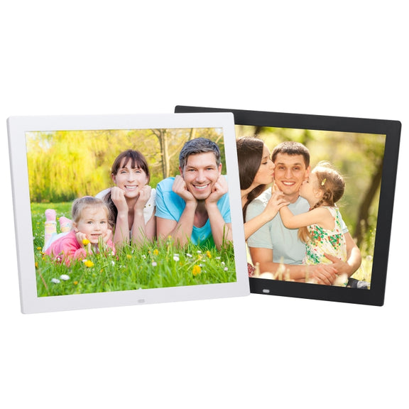 14 inch HD LED Screen Digital Photo Frame with Holder & Remote Control, Allwinner, Alarm Clock / MP3 / MP4 / Movie Player(White)