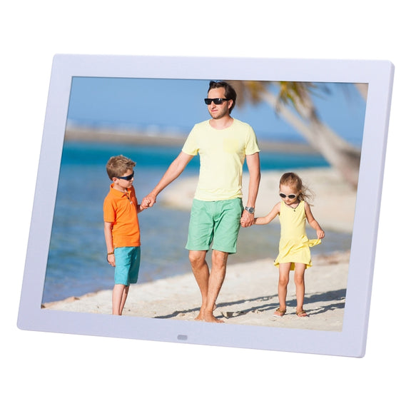 14 inch HD LED Screen Digital Photo Frame with Holder & Remote Control, Allwinner, Alarm Clock / MP3 / MP4 / Movie Player(White)