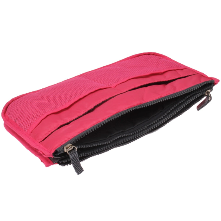 Thicken Portable Multi-function Double Zipper Cosmetic Bag, Storage Bag in Bag (Magenta)