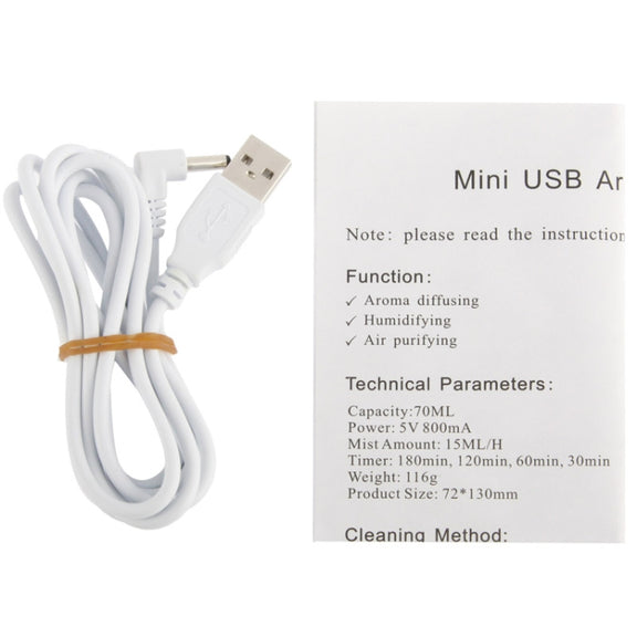 Mini USB Aroma Diffuser / Aroma humidifier with Warm White LED Lights(White)