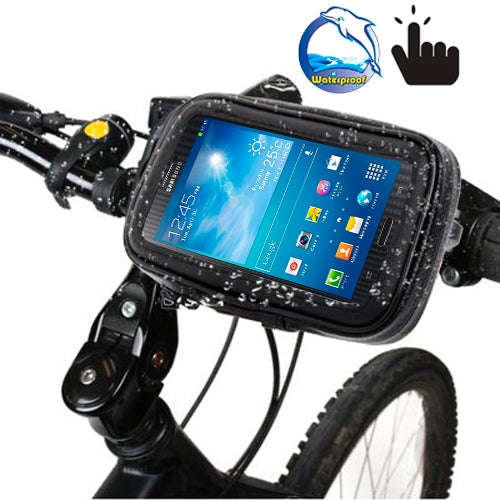 Bicycle Handlebar Mount Holder Water-resistant / Sand-proof / Snow-proof / Dirt-proof Zipper Touch Bag, Suitable for Galaxy Note III / N9000 & Mega 6.3 / i9200(Black)