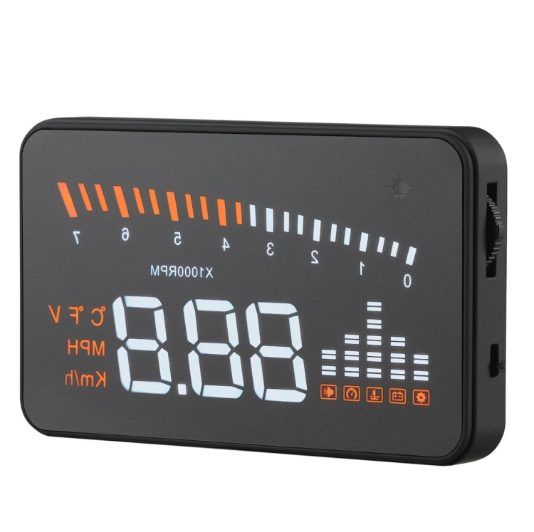 X5 HUD 3 inch Universal Multi Car Head Up Display with OBDII EOBD System, Light Sensors, Rotation Speed, Rotation Speed Unit, Unit Mark, Voltage, Water Temperature, Alarm mark(Black)
