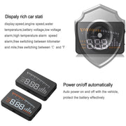 X5 HUD 3 inch Universal Multi Car Head Up Display with OBDII EOBD System, Light Sensors, Rotation Speed, Rotation Speed Unit, Unit Mark, Voltage, Water Temperature, Alarm mark(Black)