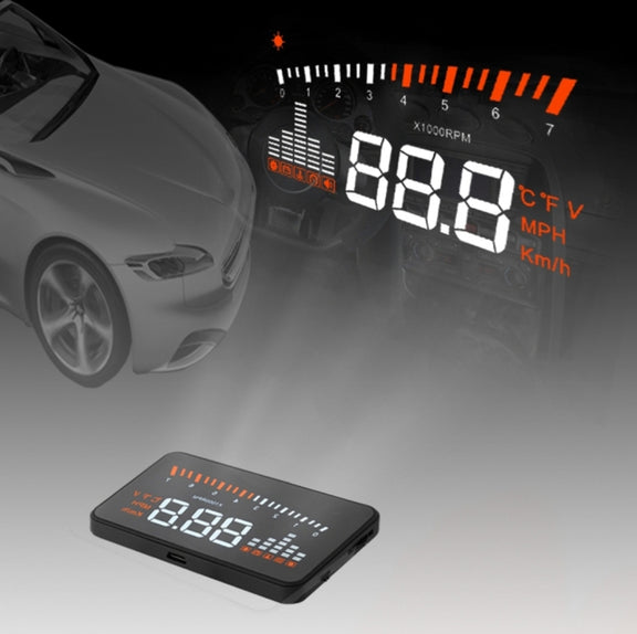 X5 HUD 3 inch Universal Multi Car Head Up Display with OBDII EOBD System, Light Sensors, Rotation Speed, Rotation Speed Unit, Unit Mark, Voltage, Water Temperature, Alarm mark(Black)