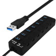 7 Ports USB 3.0 Hub with Individual Switches for each Data Transfer Ports(Black) - USB 3.0 HUB by PMC TechLife | Online Shopping South Africa | PMC TechLife | Buy Now Pay Later Mobicred