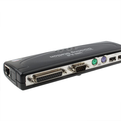 Hi-speed USB 2.0 Docking Station with 8 Ports (2xUSB 2.0 + PS2 Mouse + PS2 Keyboard + RS232 + DB25 + LAN + Upstream),Black(Black)