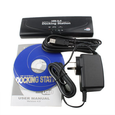 Hi-speed USB 2.0 Docking Station with 8 Ports (2xUSB 2.0 + PS2 Mouse + PS2 Keyboard + RS232 + DB25 + LAN + Upstream),Black(Black)