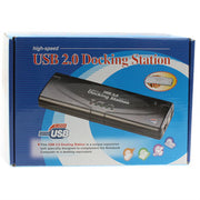 Hi-speed USB 2.0 Docking Station with 8 Ports (2xUSB 2.0 + PS2 Mouse + PS2 Keyboard + RS232 + DB25 + LAN + Upstream),Black(Black)