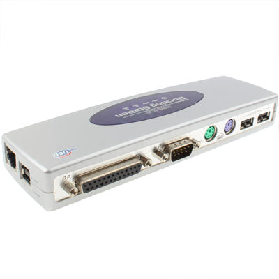 Hi-speed USB 2.0 Docking Station with 8 Ports (2xUSB 2.0 + PS2 Mouse + PS2 Keyboard + RS232 + DB25 + LAN + Upstream),Silver(Silver)