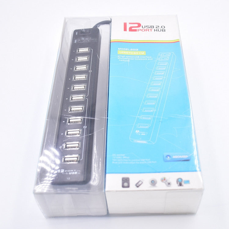 12-Port USB 2.0 HUB，Suitable for Notebook / Netbook(Black)