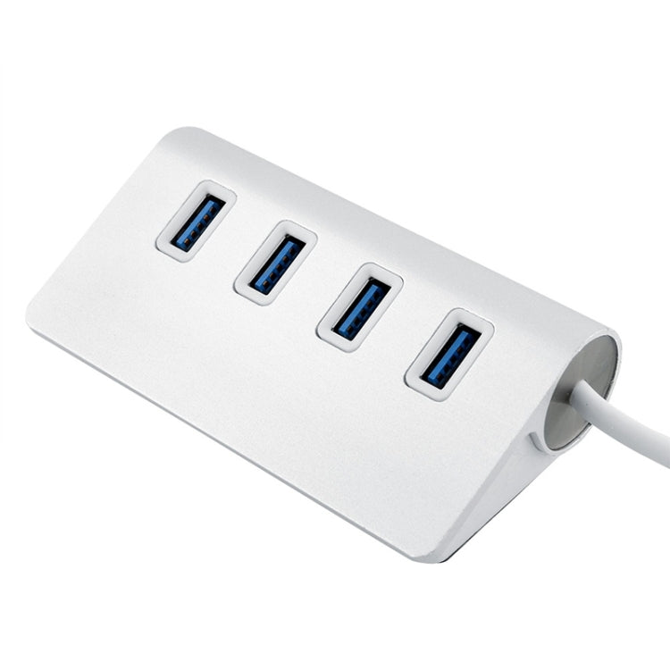 High Speed 5Gbps 4 Ports USB 3.0 HUB Portable Aluminum USB Splitter, Support 2TB(Silver)