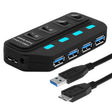 4 Ports USB 3.0 Hub with Individual Switches for each Data Transfer Ports(Black) - USB 3.0 HUB by PMC TechLife | Online Shopping South Africa | PMC TechLife | Buy Now Pay Later Mobicred