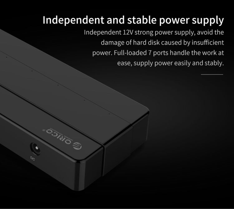 Orico H7928-U2-V1 Desktop 7 Ports USB 2.0 HUB with Power Adapter(Black)