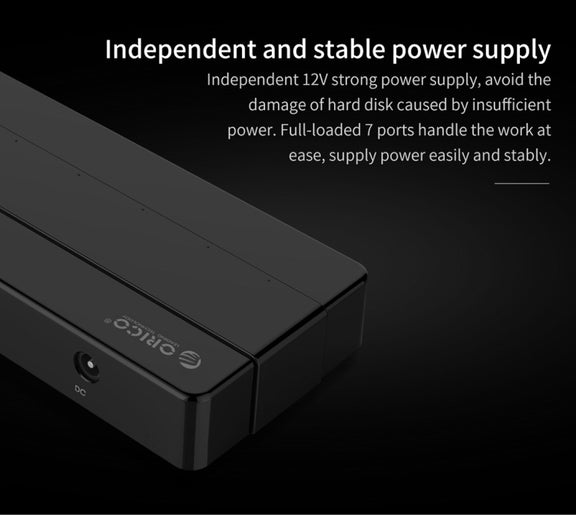 Orico H7928-U2-V1 Desktop 7 Ports USB 2.0 HUB with Power Adapter(Black)