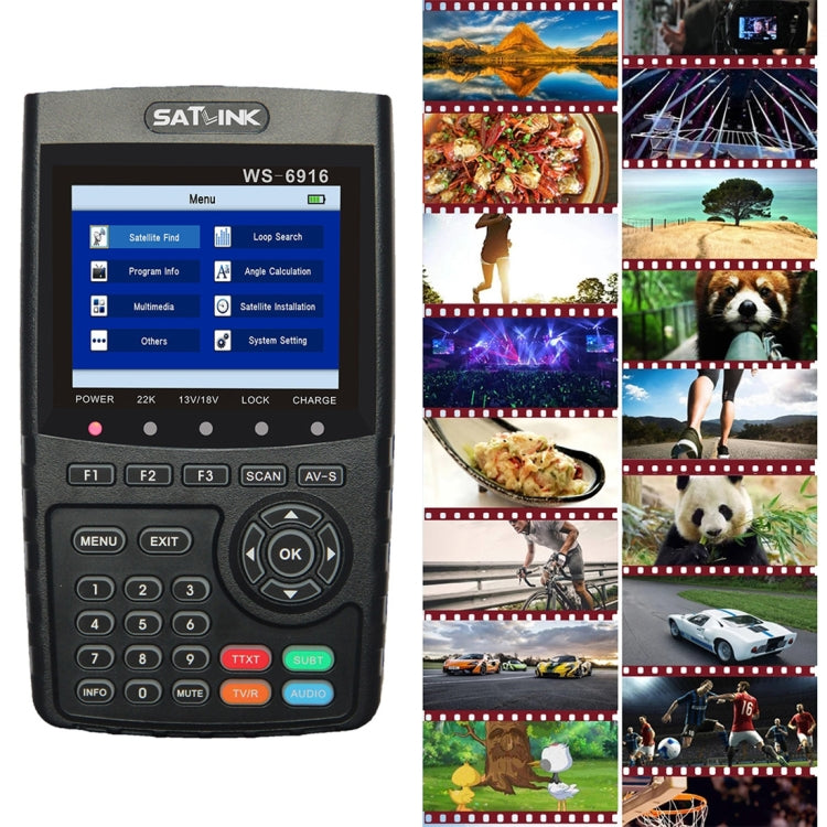 SATLINK WS6916 Digital Satellite Signal Finder Meter, 3.5 inch TFT LCD Screen, Support DVB-S / S2, MPEG-2 / MPEG-4(US Plug)
