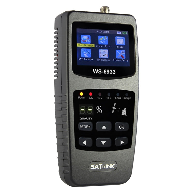 SATLINK WS6933 Portable Digital Satellite Finder Meter, 2.1 inch LCD Colour Screen, DVB-S2/S Signal Pointer(US Plug)