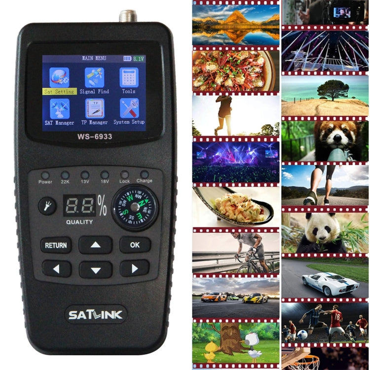SATLINK WS6933 Portable Digital Satellite Finder Meter, 2.1 inch LCD Colour Screen, DVB-S2/S Signal Pointer(AU Plug)