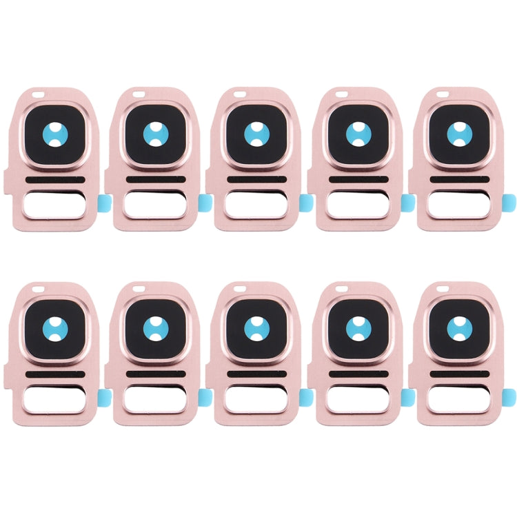 For Galaxy S7 / G930 10pcs Rear Camera Lens Cover + Flashlight Bracker (Rose Gold)