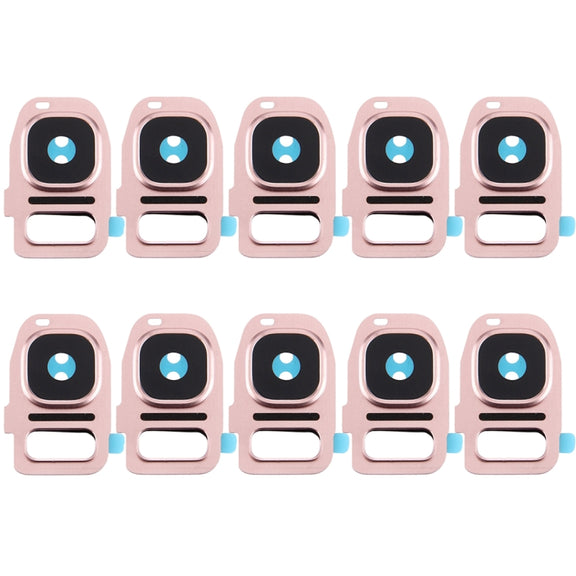 For Galaxy S7 / G930 10pcs Rear Camera Lens Cover + Flashlight Bracker (Rose Gold)