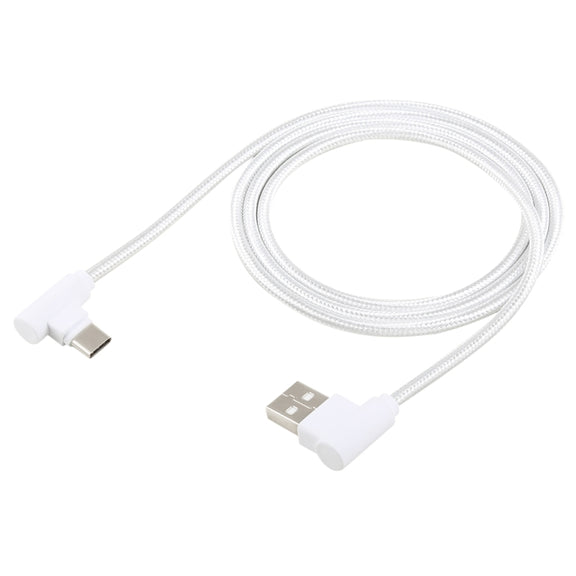 1.2m 2A 90 Copper Wires Woven Elbow USB-C / Type-C 3.1 to USB 2.0 Data / Charger Cable(White)