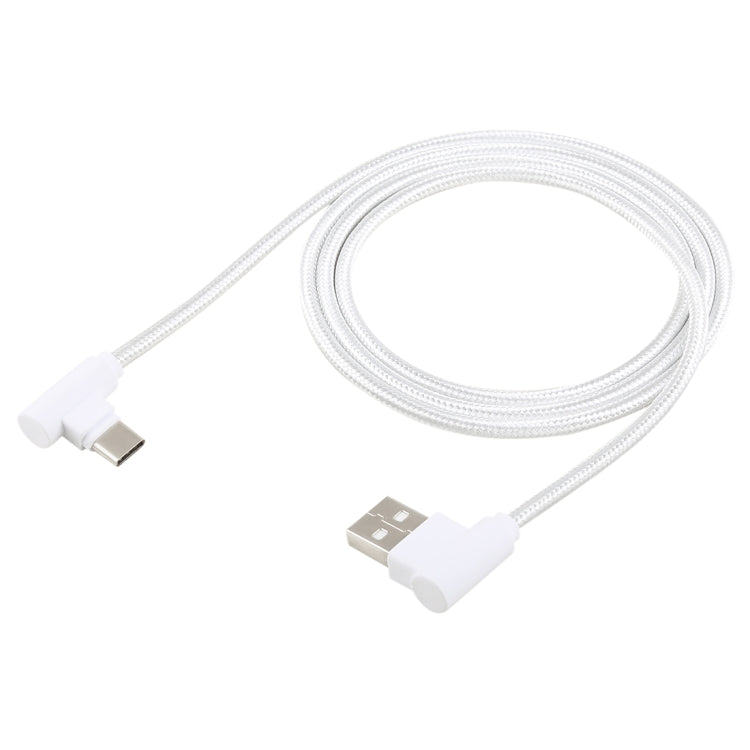 1.2m 2A 90 Copper Wires Woven Elbow USB-C / Type-C 3.1 to USB 2.0 Data / Charger Cable(White)