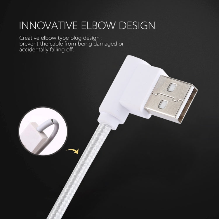 1.2m 2A 90 Copper Wires Woven Elbow USB-C / Type-C 3.1 to USB 2.0 Data / Charger Cable(White)