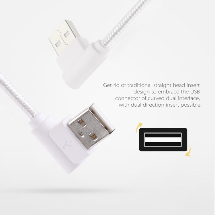 1.2m 2A 90 Copper Wires Woven Elbow USB-C / Type-C 3.1 to USB 2.0 Data / Charger Cable(White)