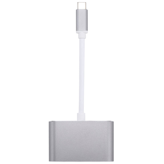 2 in 1 VGA & HDMI Female to USB-C / Type-C Male Hub Splitter Adapter(Grey)